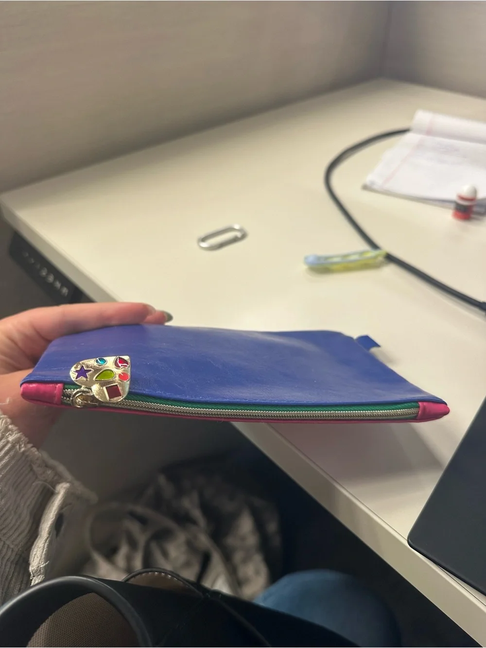 ipsy Hot Pink/Blue Zip Cosmetic Pouch